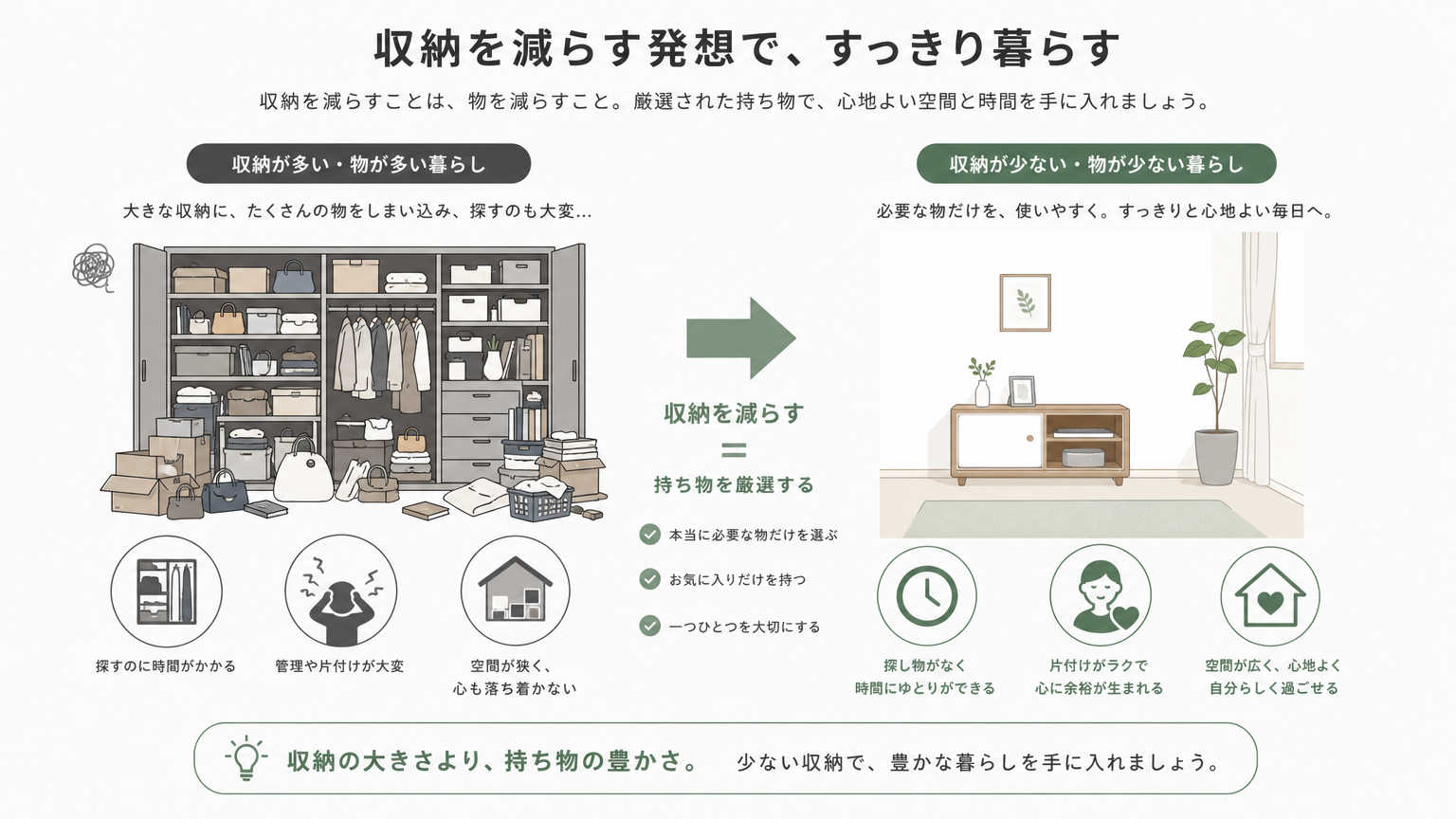 収納を減らす発想とは？物を減らして身軽に暮らす考え方