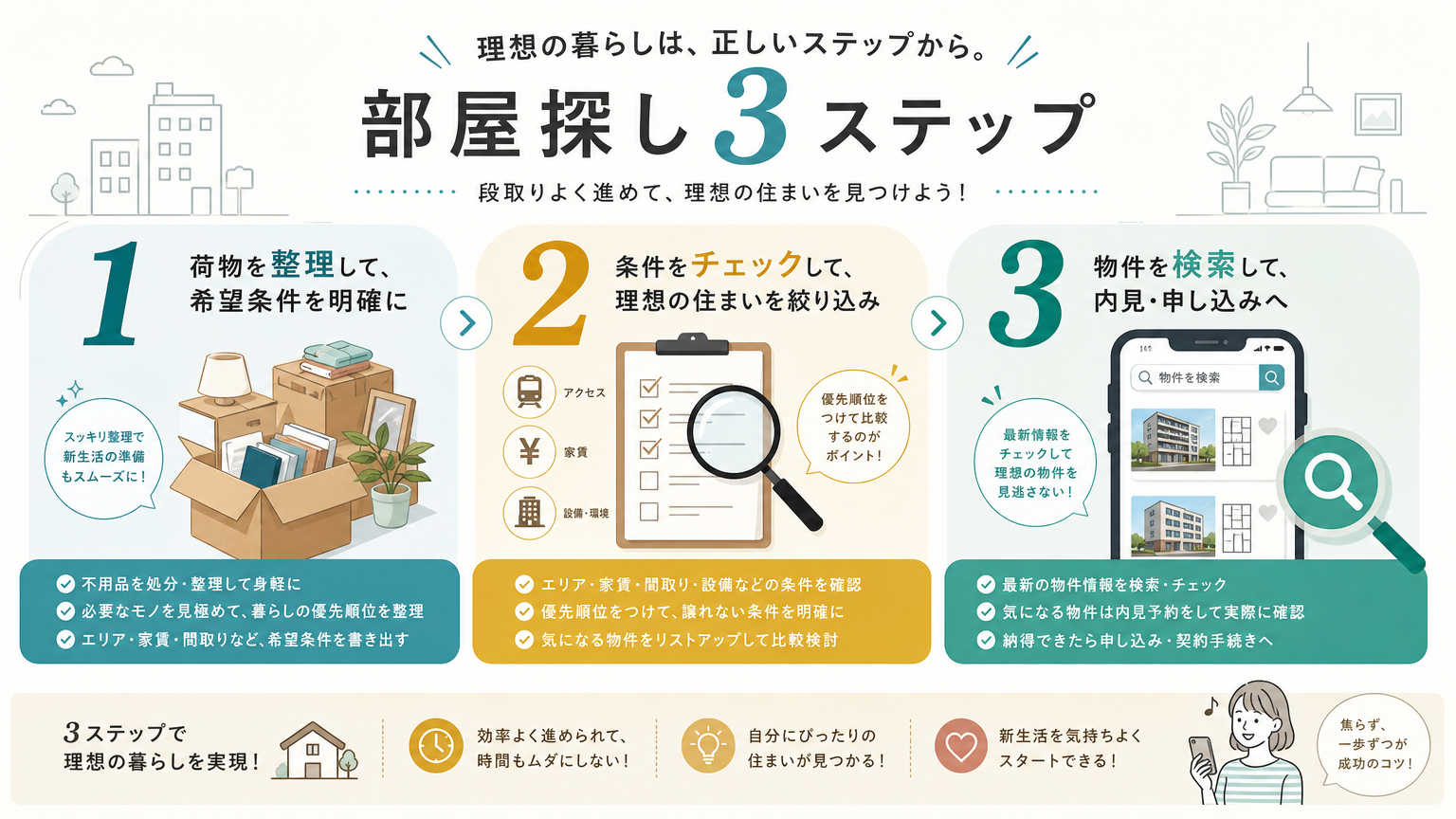 持たない暮らしを叶える部屋探しの手順